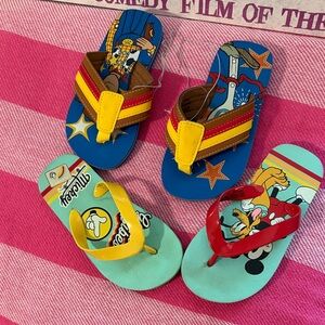 Disney Kids Character Flip Flops in Blue, Teal, Yellow & Red